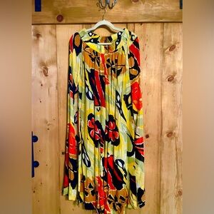 Yellow and Red Long Sleeve Cowl Neck Sundress